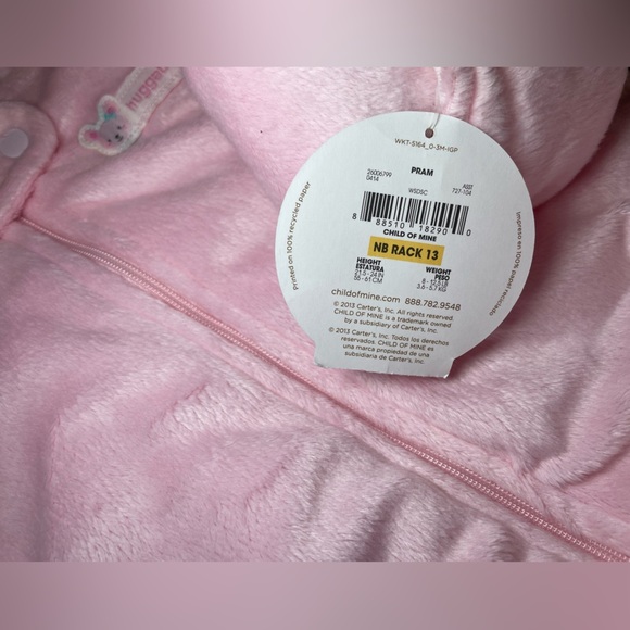 NWT Child of Mine Baby Pink Pram Winter Bodysuit Size 0-3 Months - Picture 6 of 8
